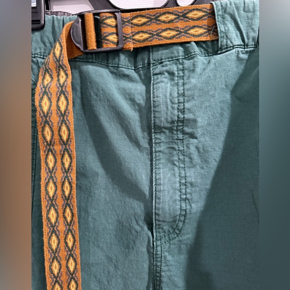 The Foundry Supply Co. Green Cargo Shorts with Patterned Belt - Picture 2 of 6